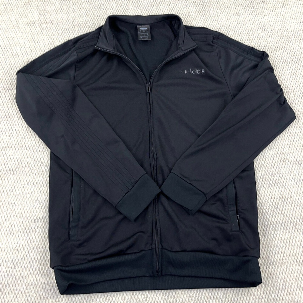 Adidas Jacket Women Medium Double‎ Black  Track Suit Warm Up 3 Stripes Soccer